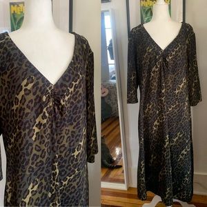 Vintage 90’s Newport News Cheetah Long Sleeved Maxi Dress | Size 20